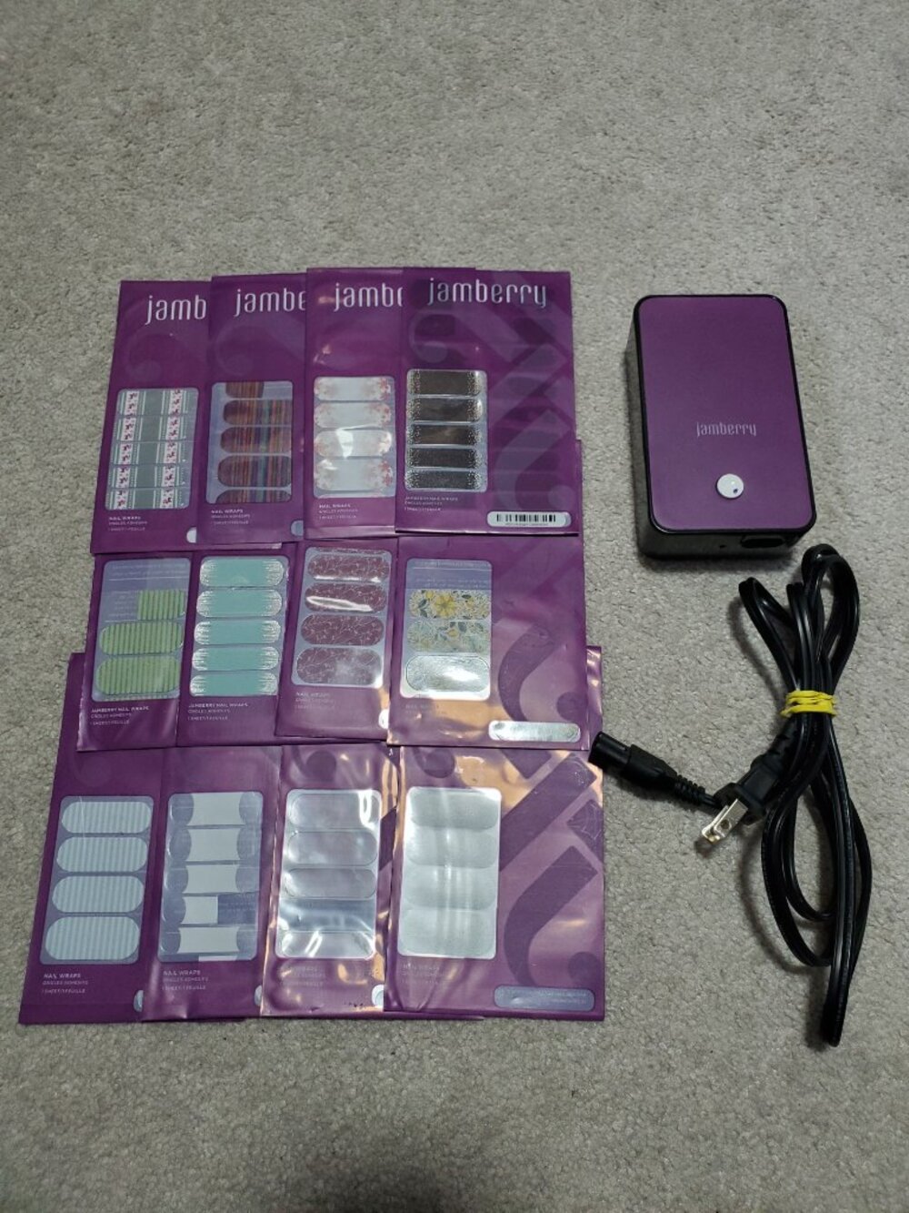 JAMBERRY Press-On Nail Package Lot - Heater & 12 Nail Sets - Beauty Nail Art